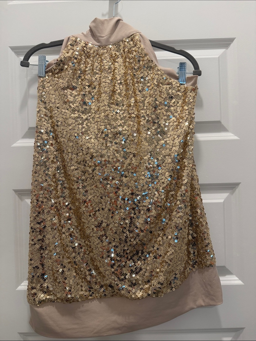 torrid Gold Sequin Halter Blouse with Beige Trim